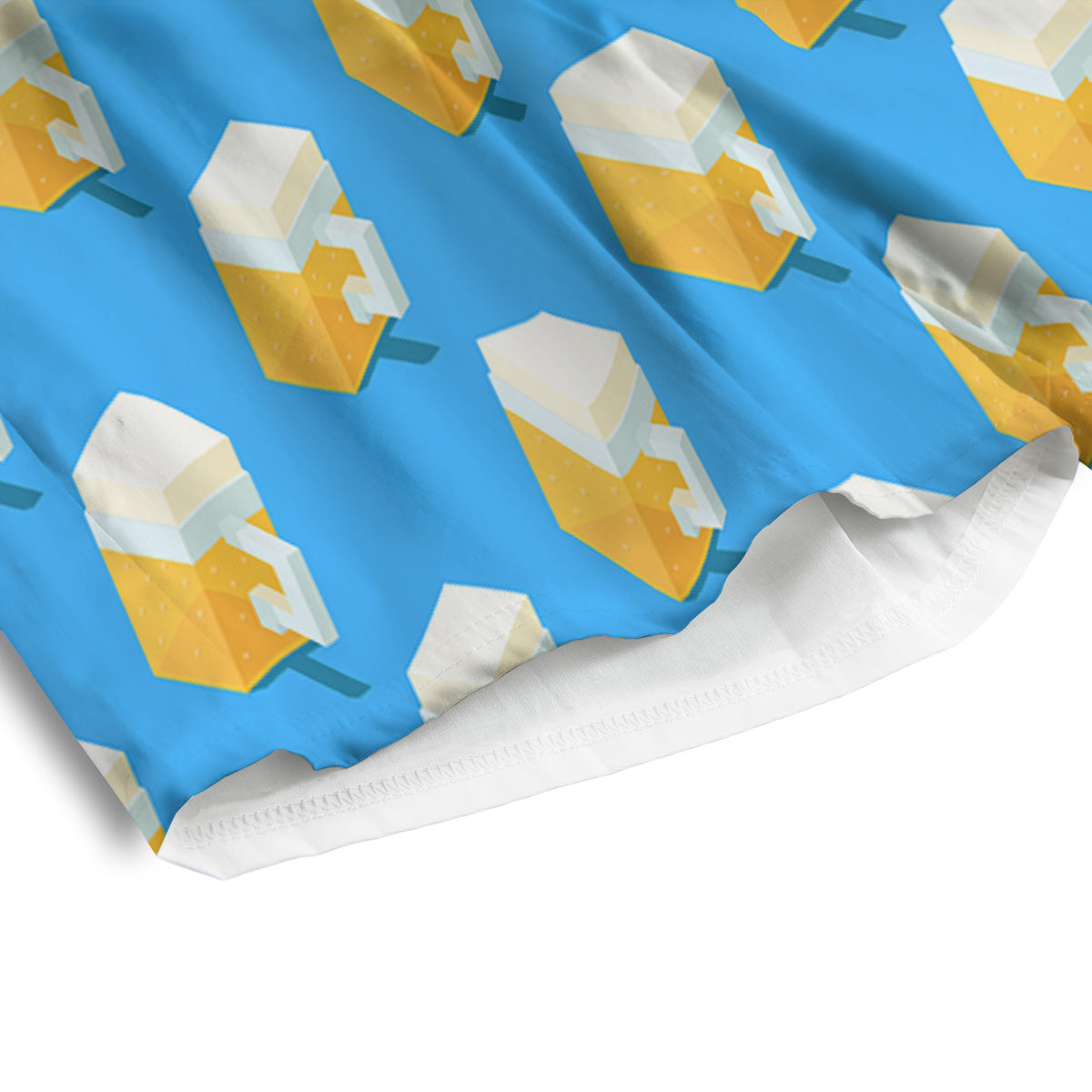 Cubic Beer Mugs On Blue Print Pattern Men's Athletic Shorts