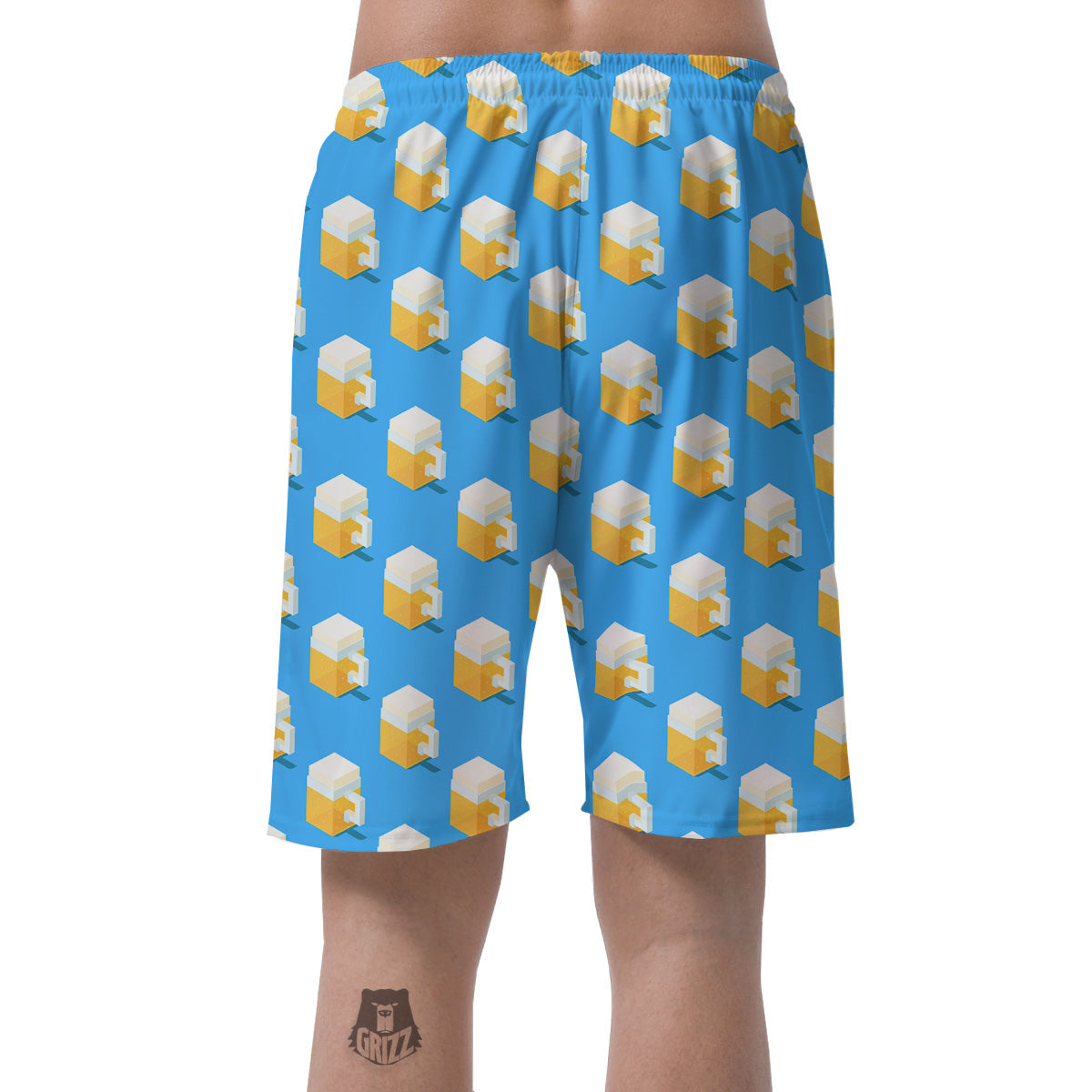 Cubic Beer Mugs On Blue Print Pattern Men's Shorts-grizzshop