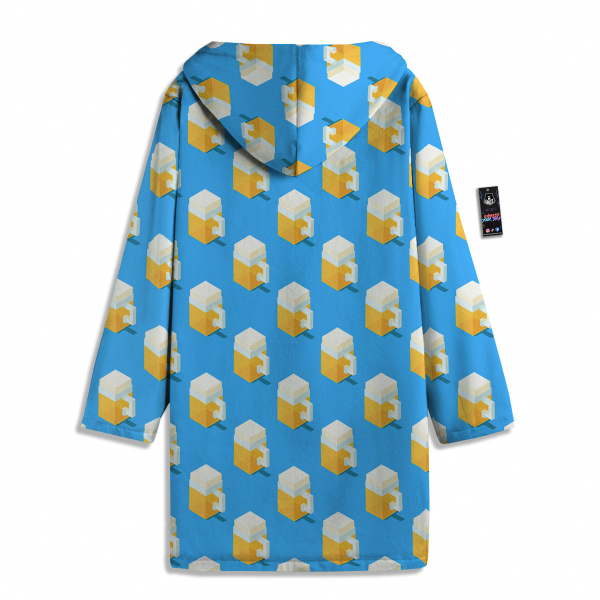 Cubic Beer Mugs On Blue Print Pattern Men's Windbreaker Jacket-grizzshop
