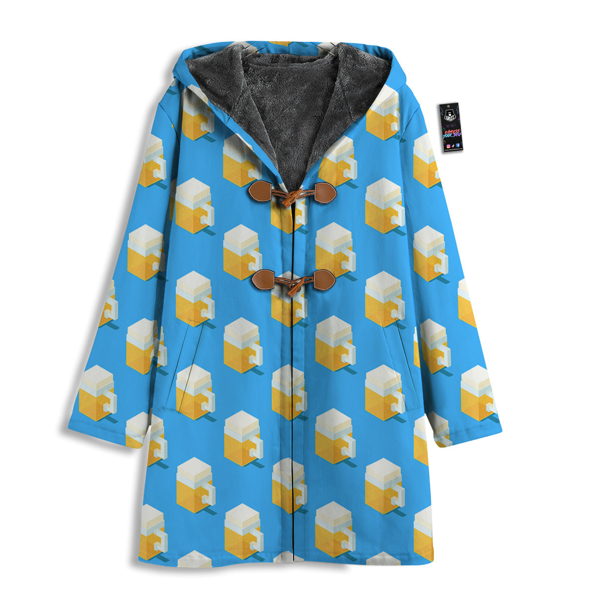 Cubic Beer Mugs On Blue Print Pattern Men's Windbreaker Jacket-grizzshop