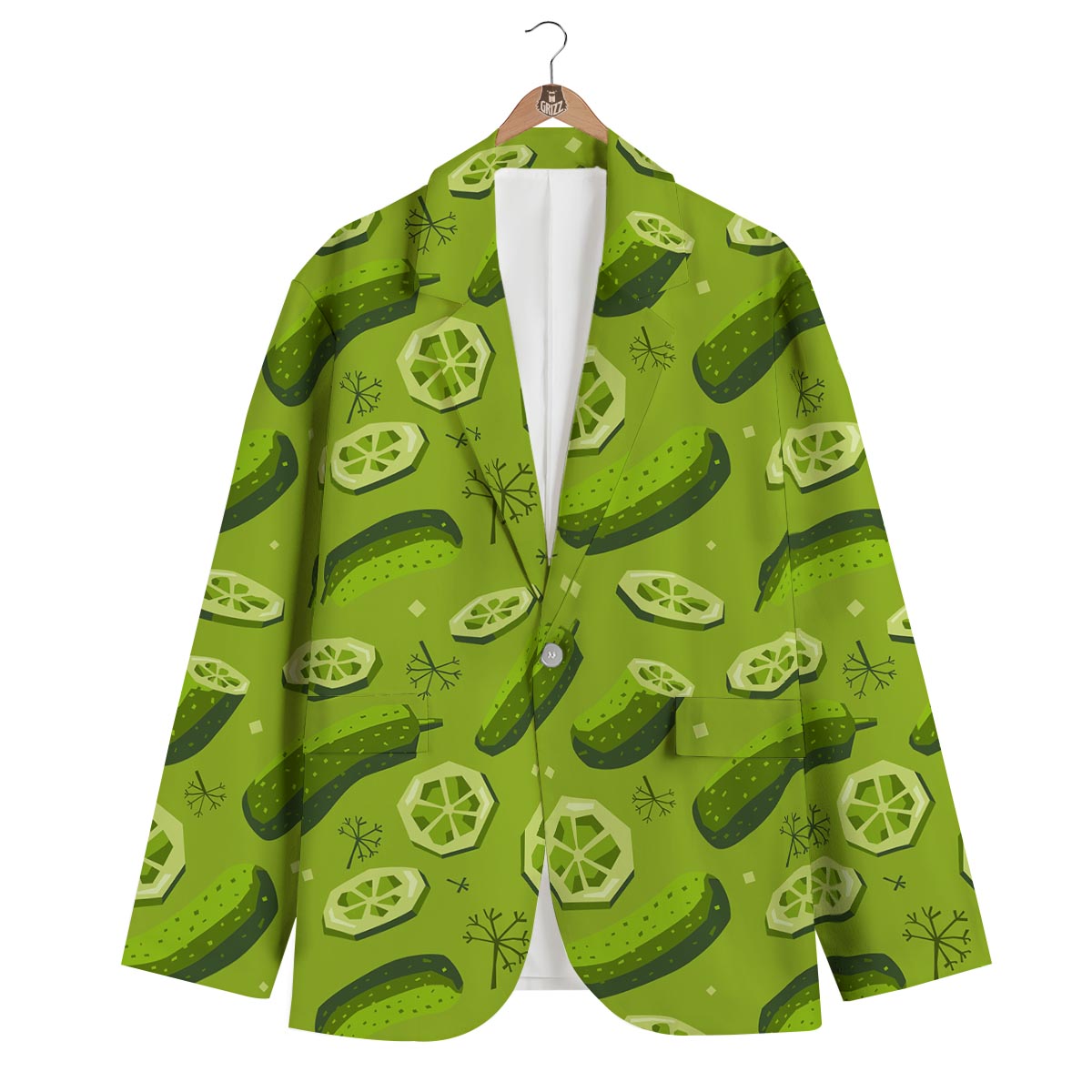 Cucumber Pickle Pattern Print Men's Blazer-grizzshop
