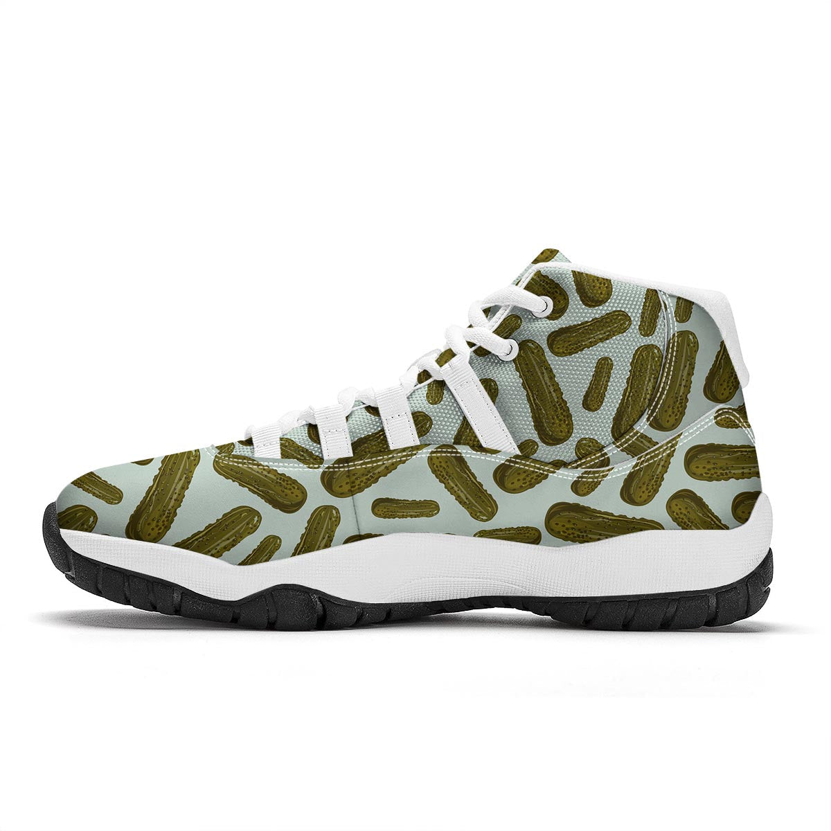 Cucumber Pickle Print Pattern White Bball Shoes-grizzshop