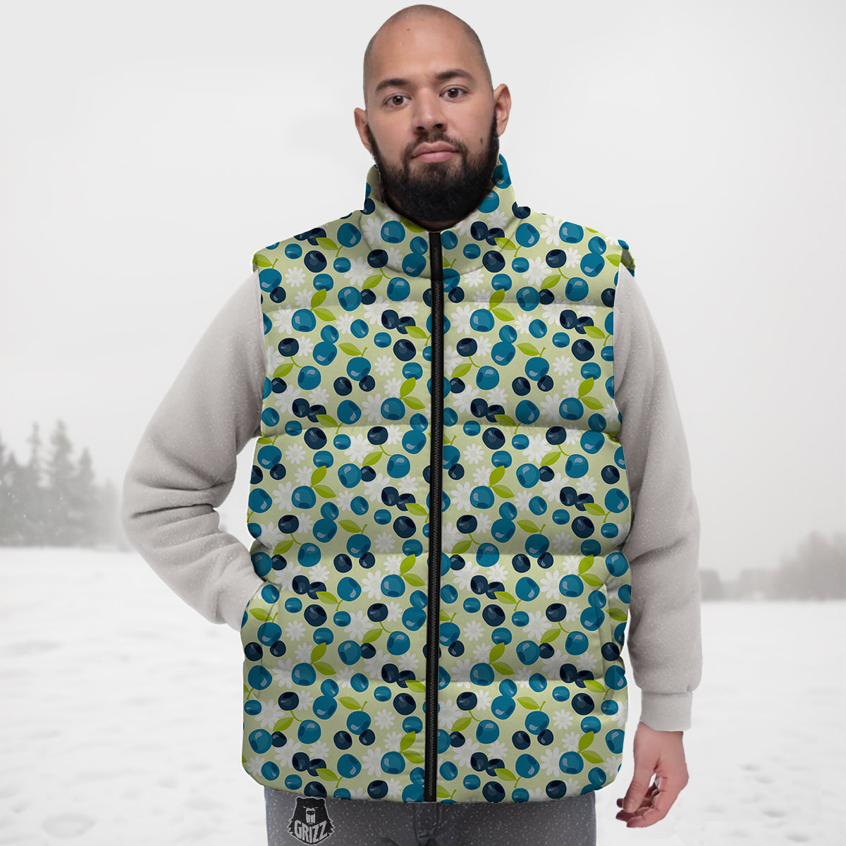 Cupcake Blue Pattern Print Down Vest-grizzshop