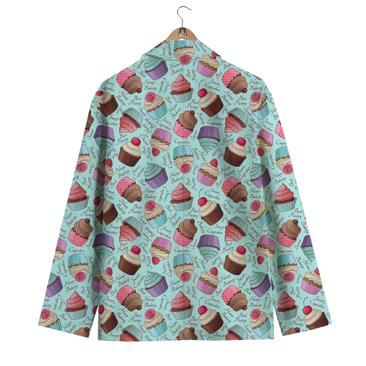 Cupcake Blue Pattern Print Men's Blazer-grizzshop