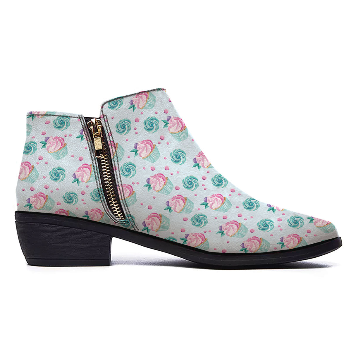 Cupcake Cartoon Print Pattern Ankle Boots-grizzshop