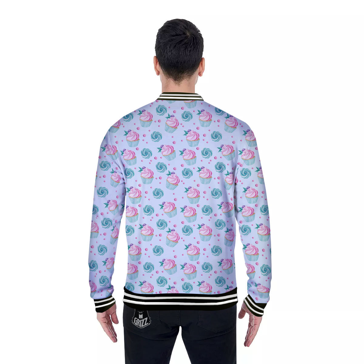 Cupcake Cartoon Print Pattern Baseball Jacket-grizzshop