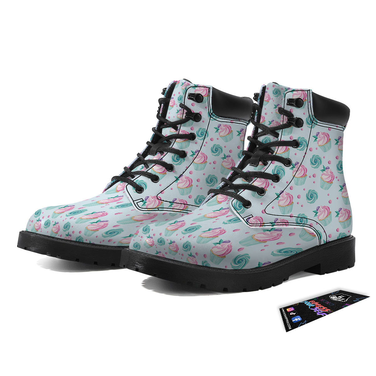 Cupcake Cartoon Print Pattern Boots-grizzshop