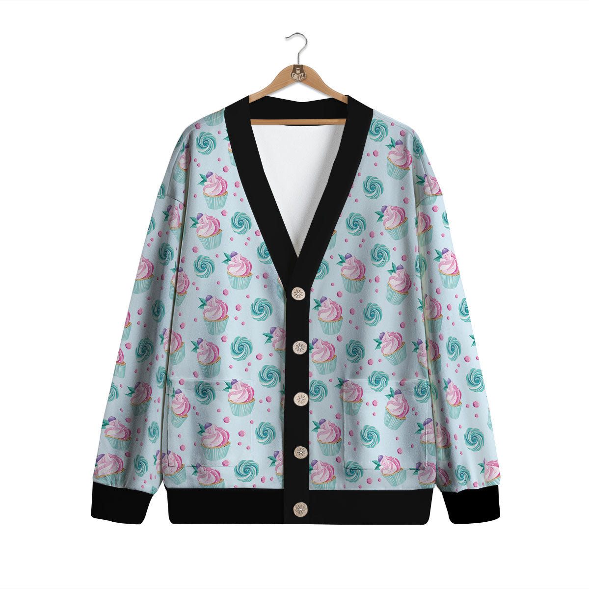Cupcake Cartoon Print Pattern Cardigan-grizzshop