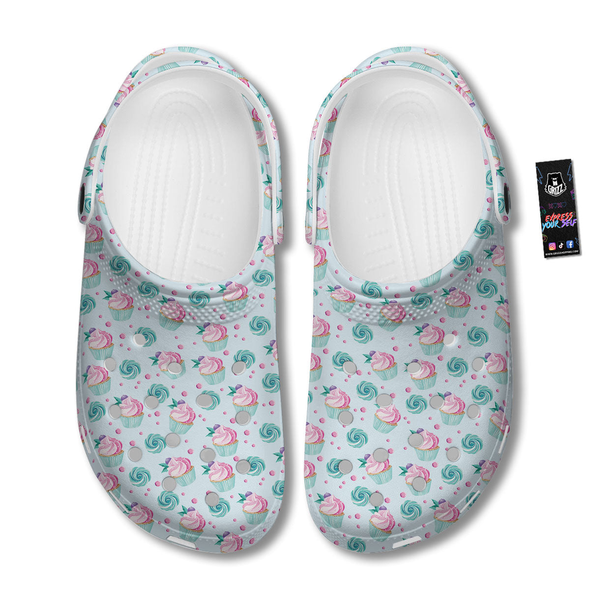 Cupcake Cartoon Print Pattern Clog-grizzshop