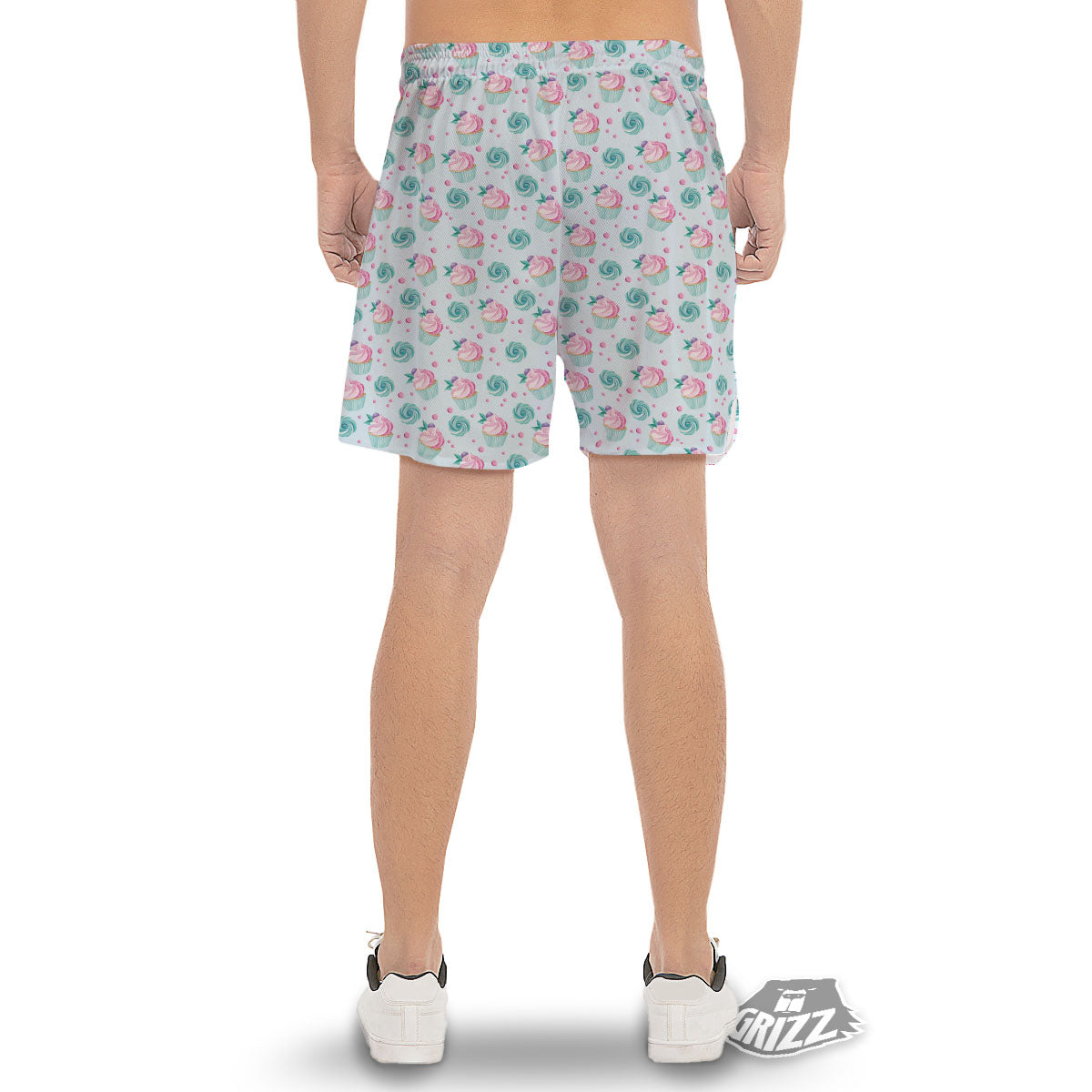 Cupcake Cartoon Print Pattern Men's Gym Shorts-grizzshop