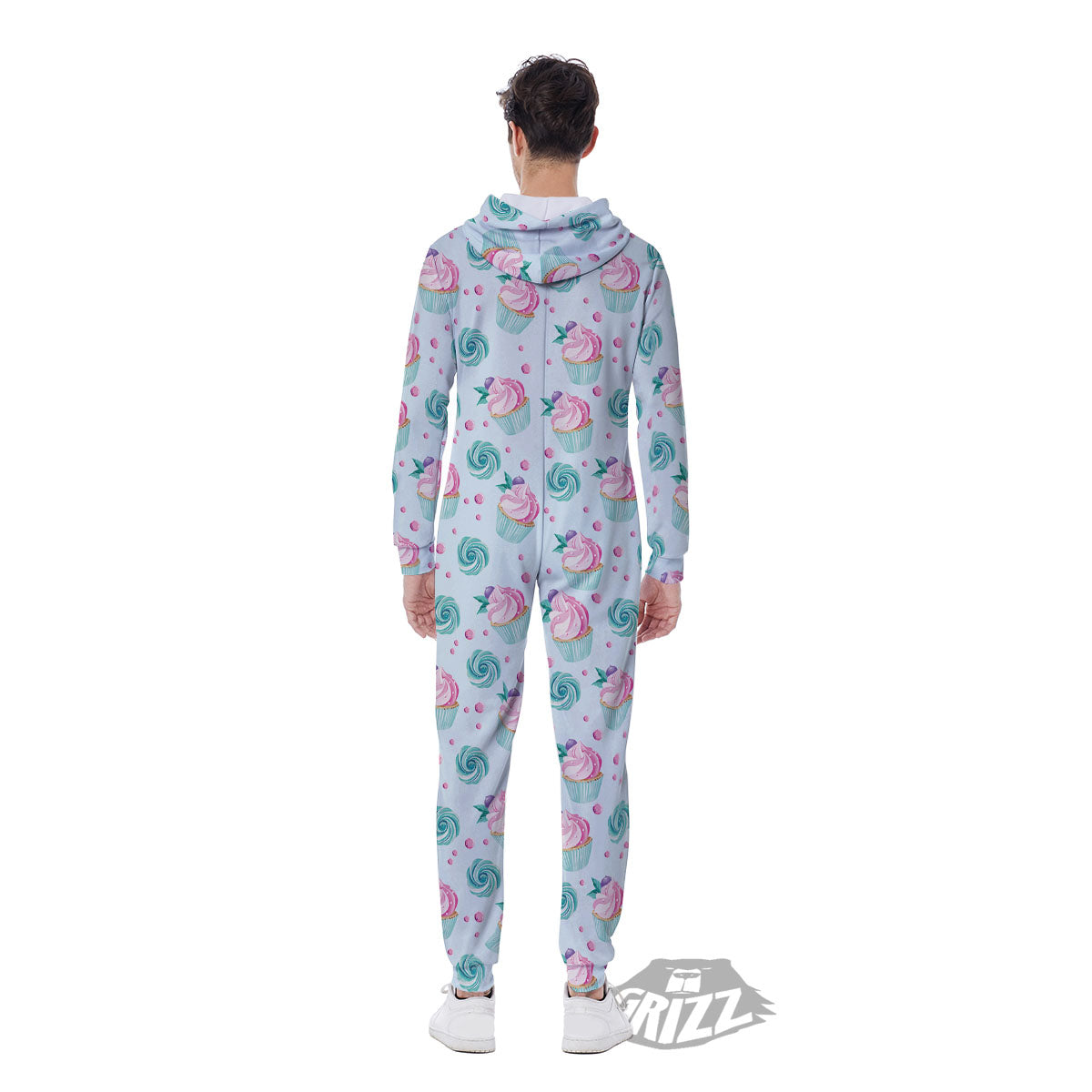 Cupcake Cartoon Print Pattern Men's Jumpsuit-grizzshop