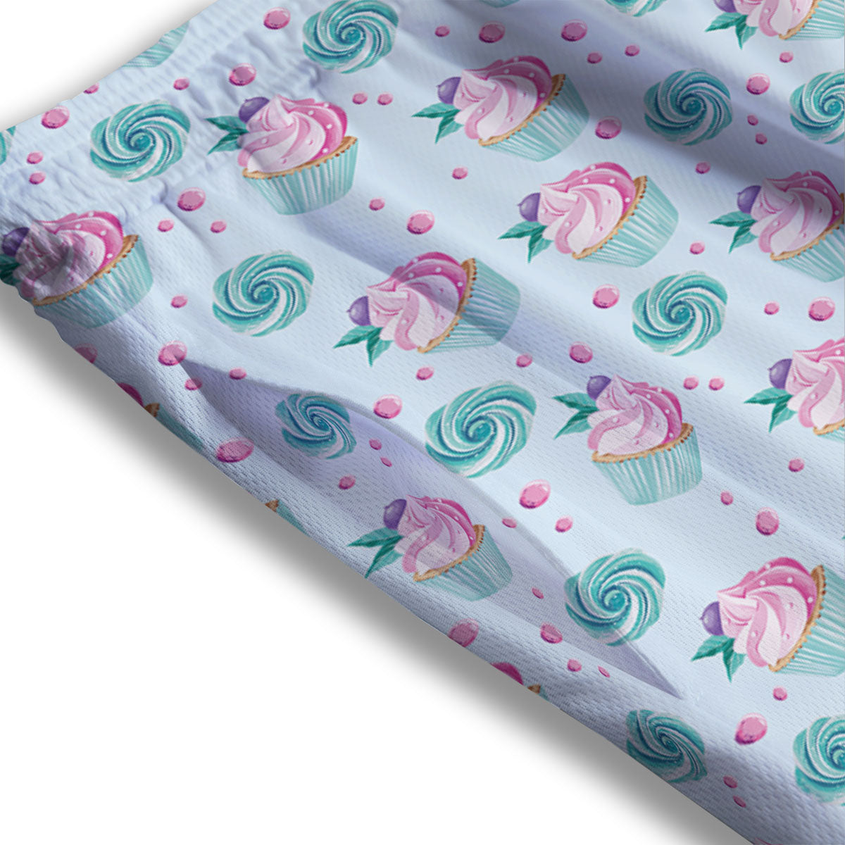 Cupcake Cartoon Print Pattern Mesh Shorts-grizzshop