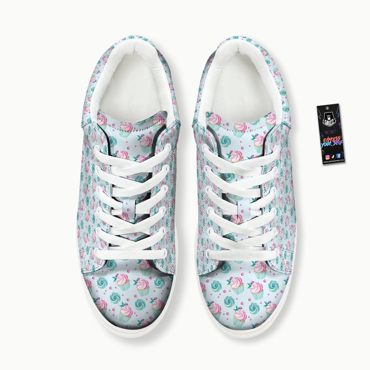 Cupcake Cartoon Print Pattern Platform Shoes-grizzshop