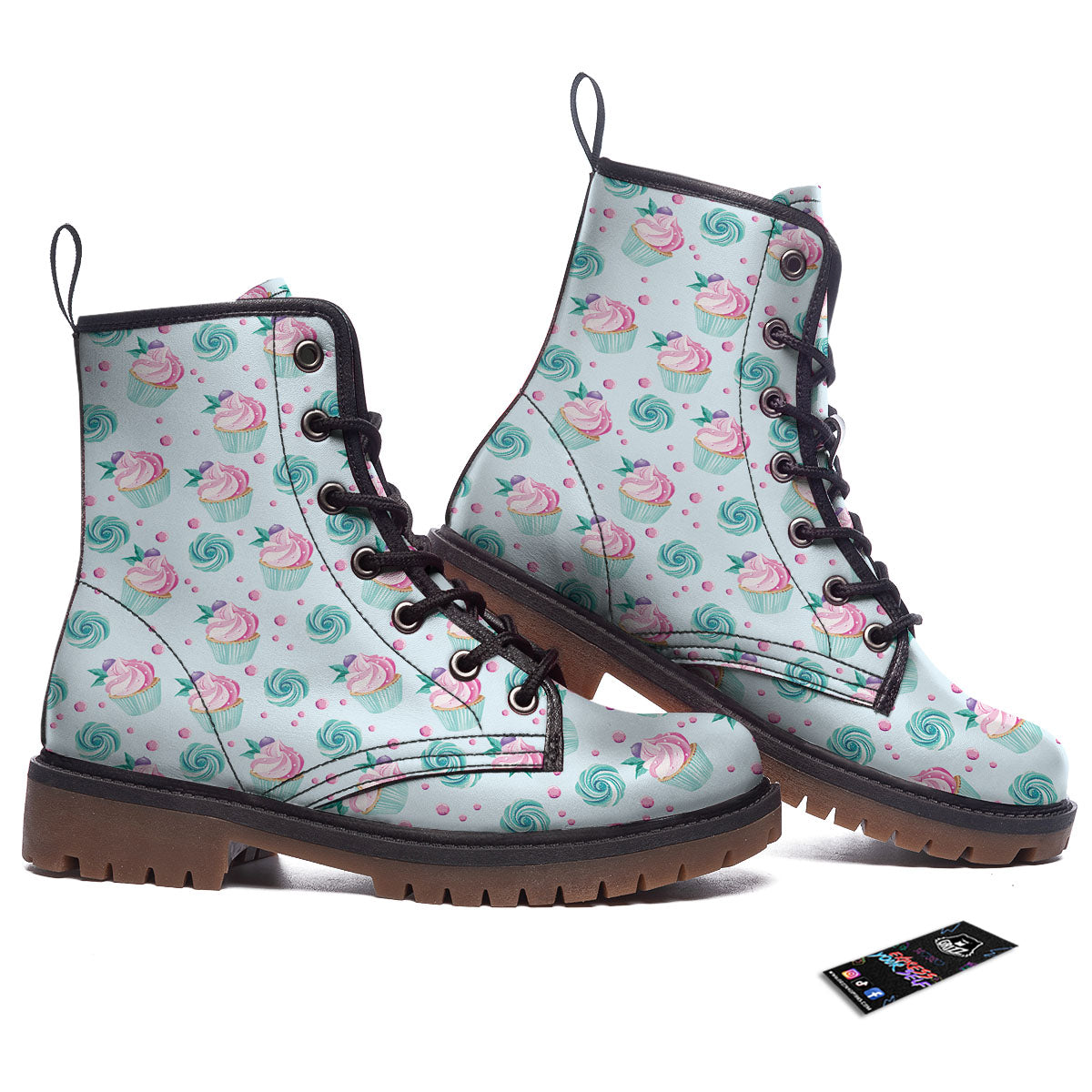 Cupcake Cartoon Print Pattern Work Boots-grizzshop