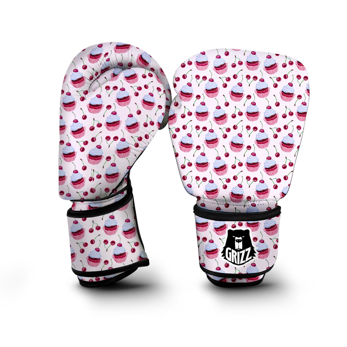 Cupcake Cherry Pattern Print Boxing Gloves-grizzshop