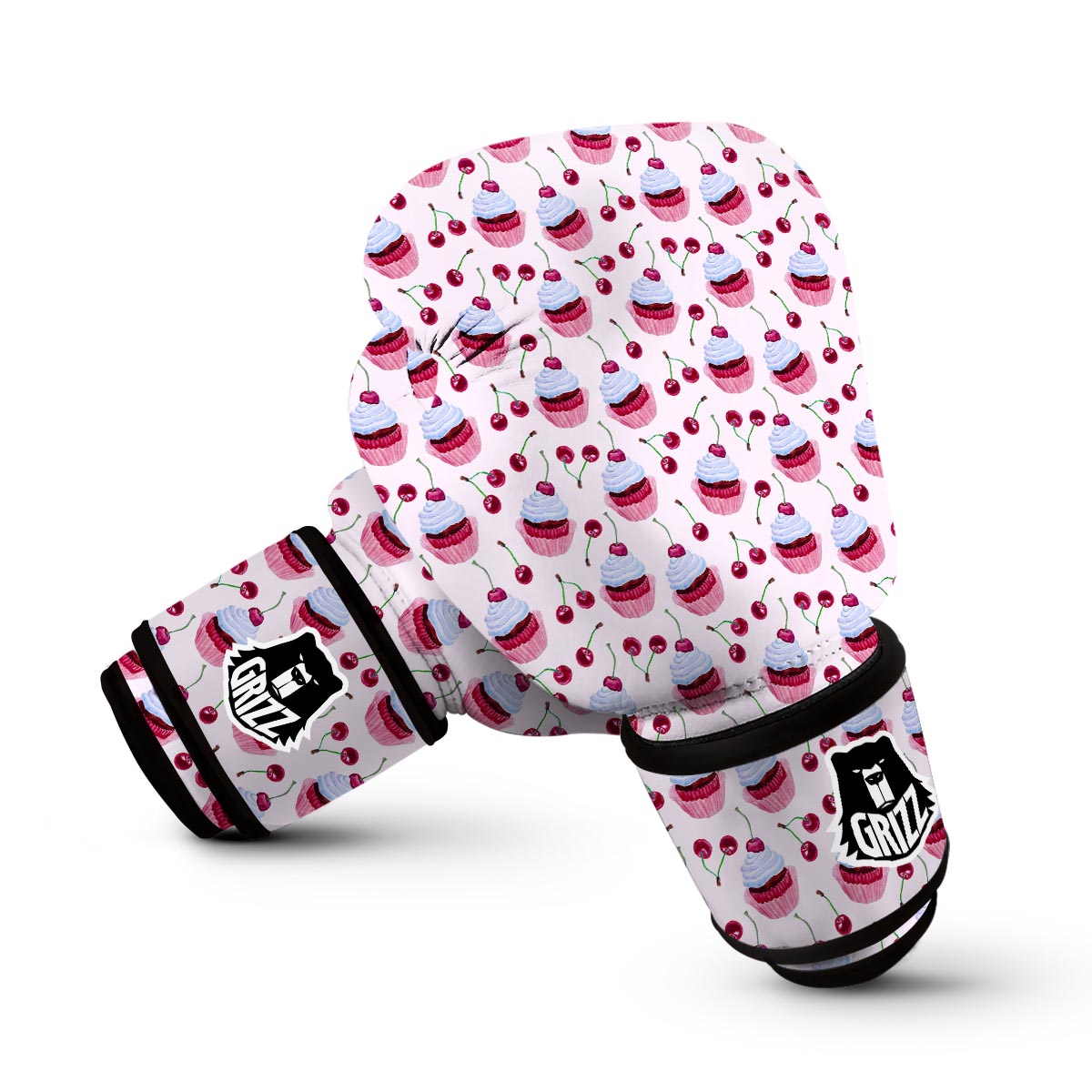 Cupcake Cherry Pattern Print Boxing Gloves-grizzshop
