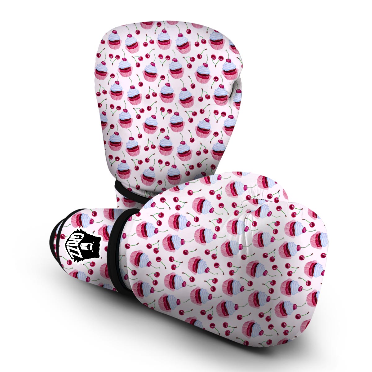 Cupcake Cherry Pattern Print Boxing Gloves-grizzshop
