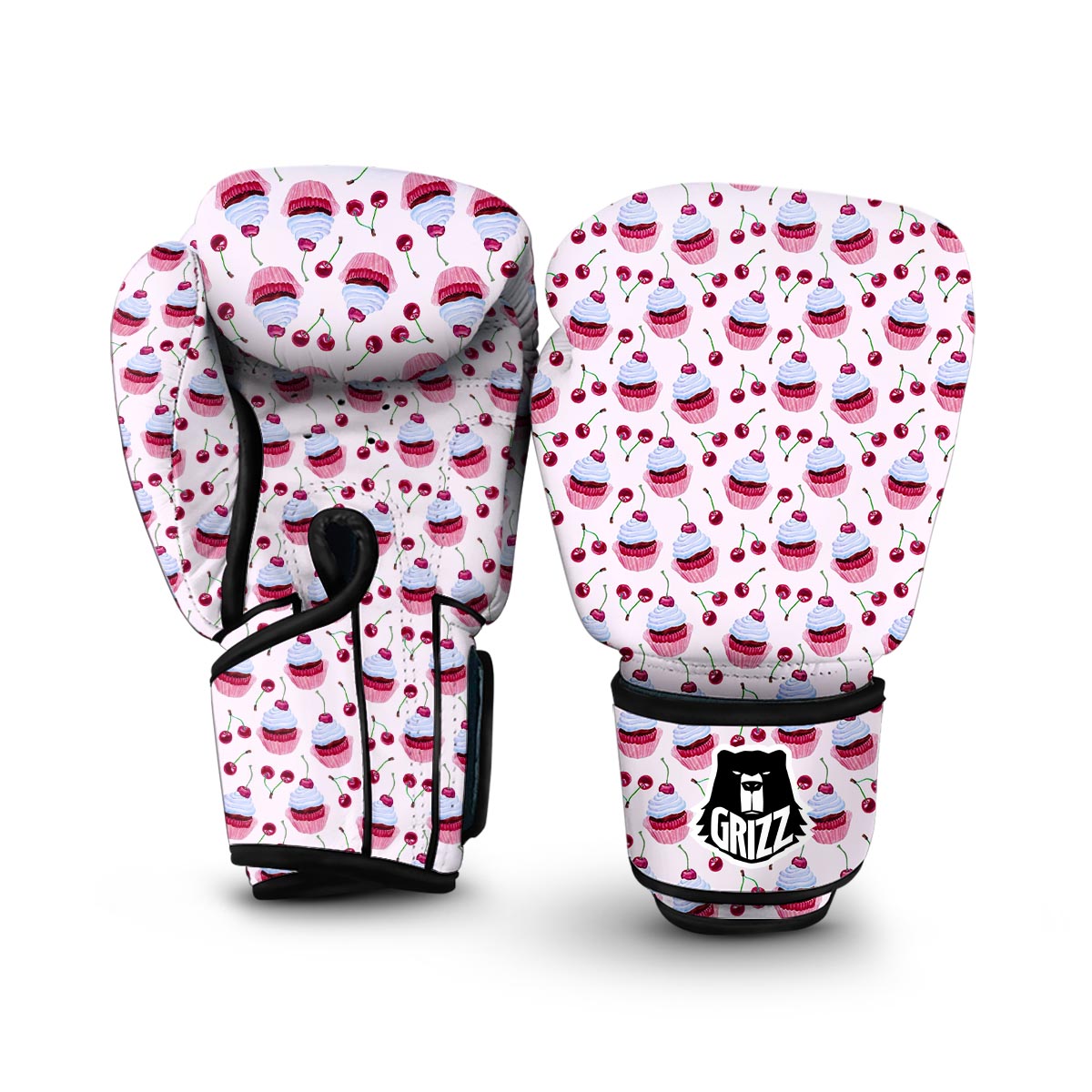 Cupcake Cherry Pattern Print Boxing Gloves-grizzshop