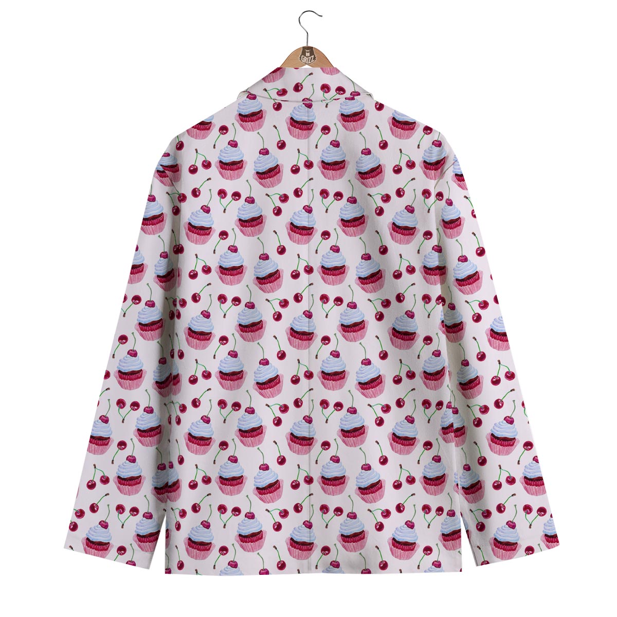 Cupcake Cherry Pattern Print Men's Blazer-grizzshop