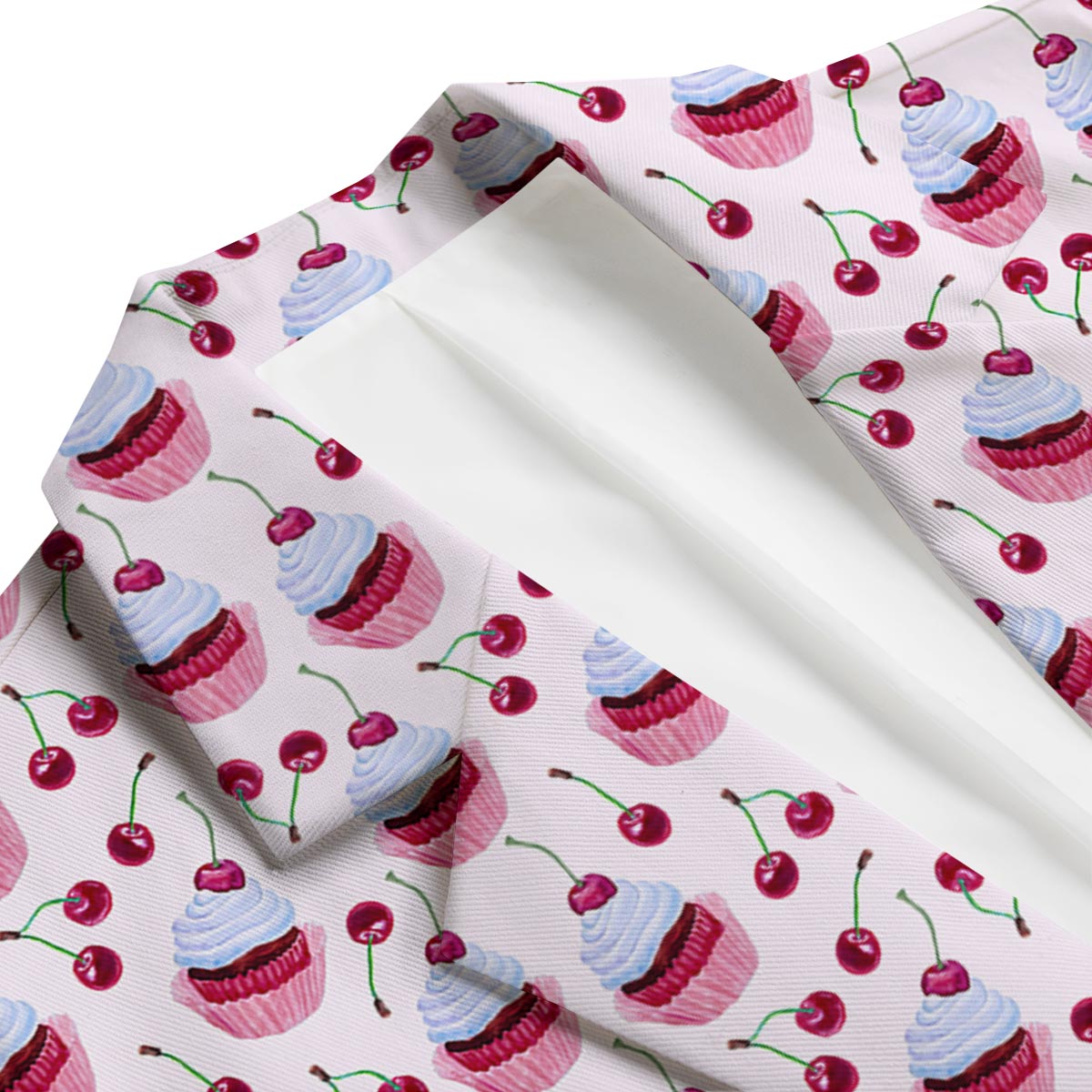 Cupcake Cherry Pattern Print Men's Blazer-grizzshop