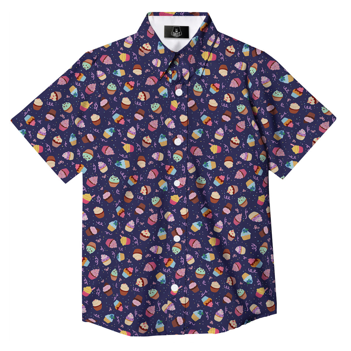Cupcake Cute Print Pattern Button Up Shirt-grizzshop