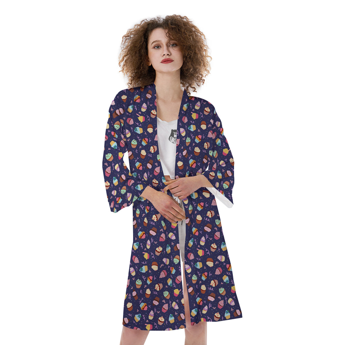 Cupcake Cute Print Pattern Kimono-grizzshop