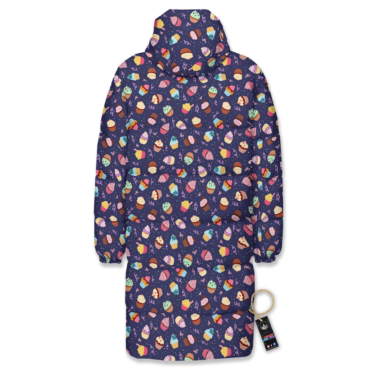 Cupcake Cute Print Pattern Long Down Jacket-grizzshop