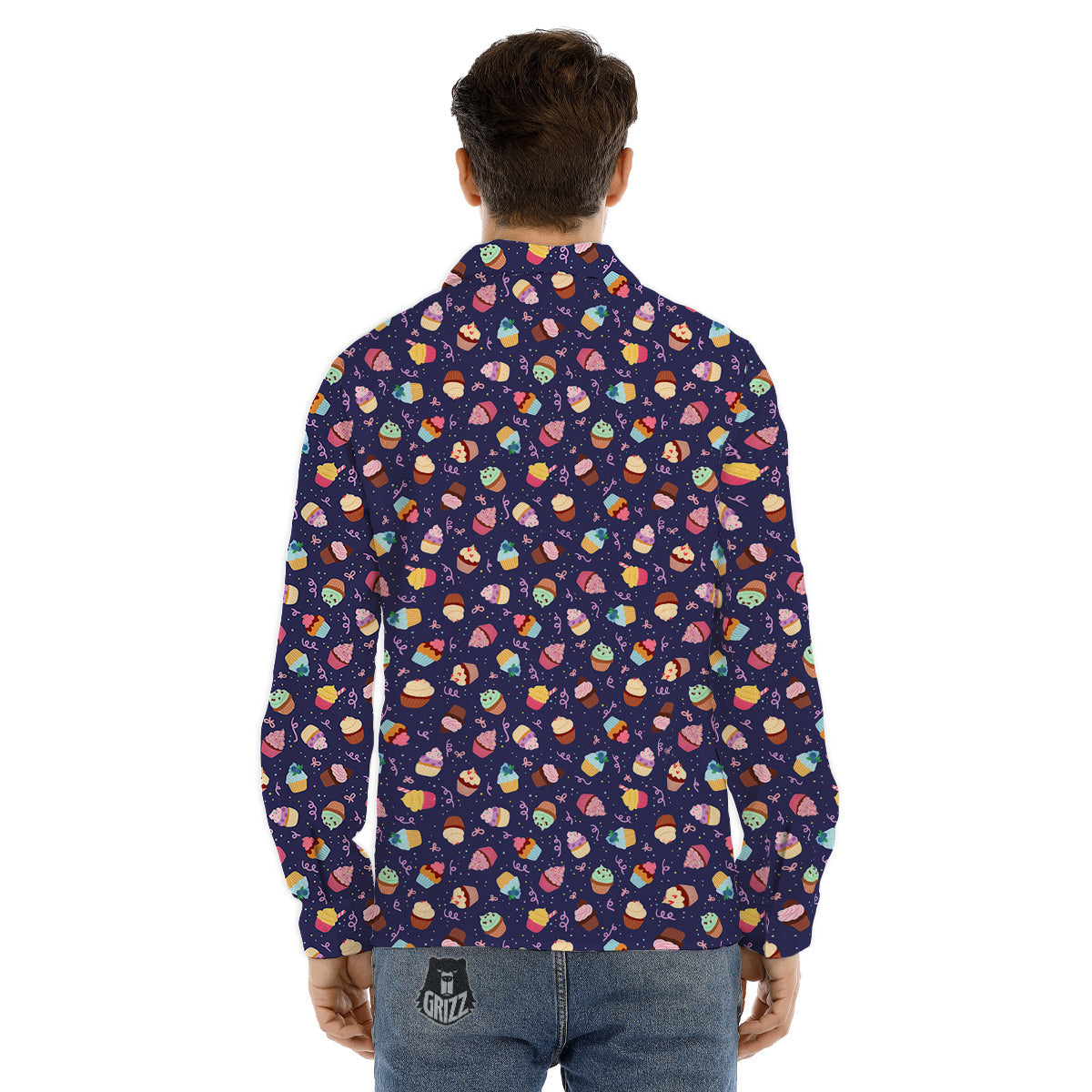 Cupcake Cute Print Pattern Men's Dress Shirts-grizzshop