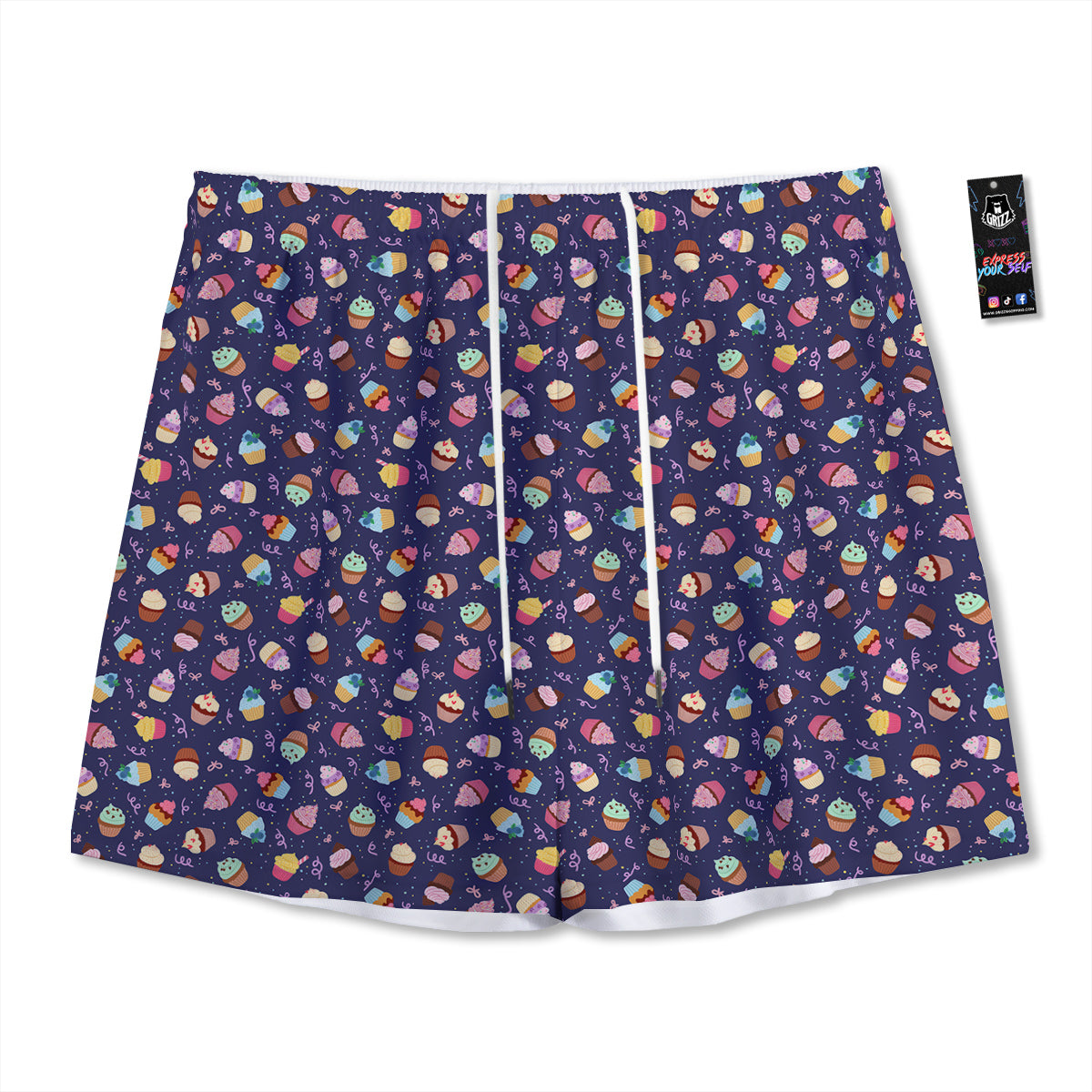 Cupcake Cute Print Pattern Mesh Shorts-grizzshop