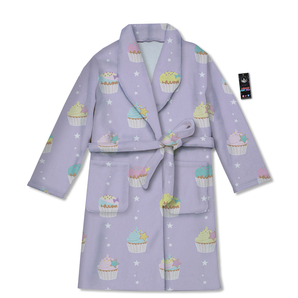 Cupcake Pastel Print Pattern Bathrobe-grizzshop