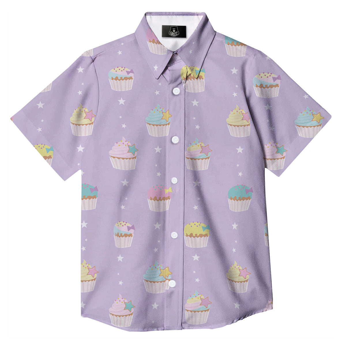 Cupcake Pastel Print Pattern Button Up Shirt-grizzshop