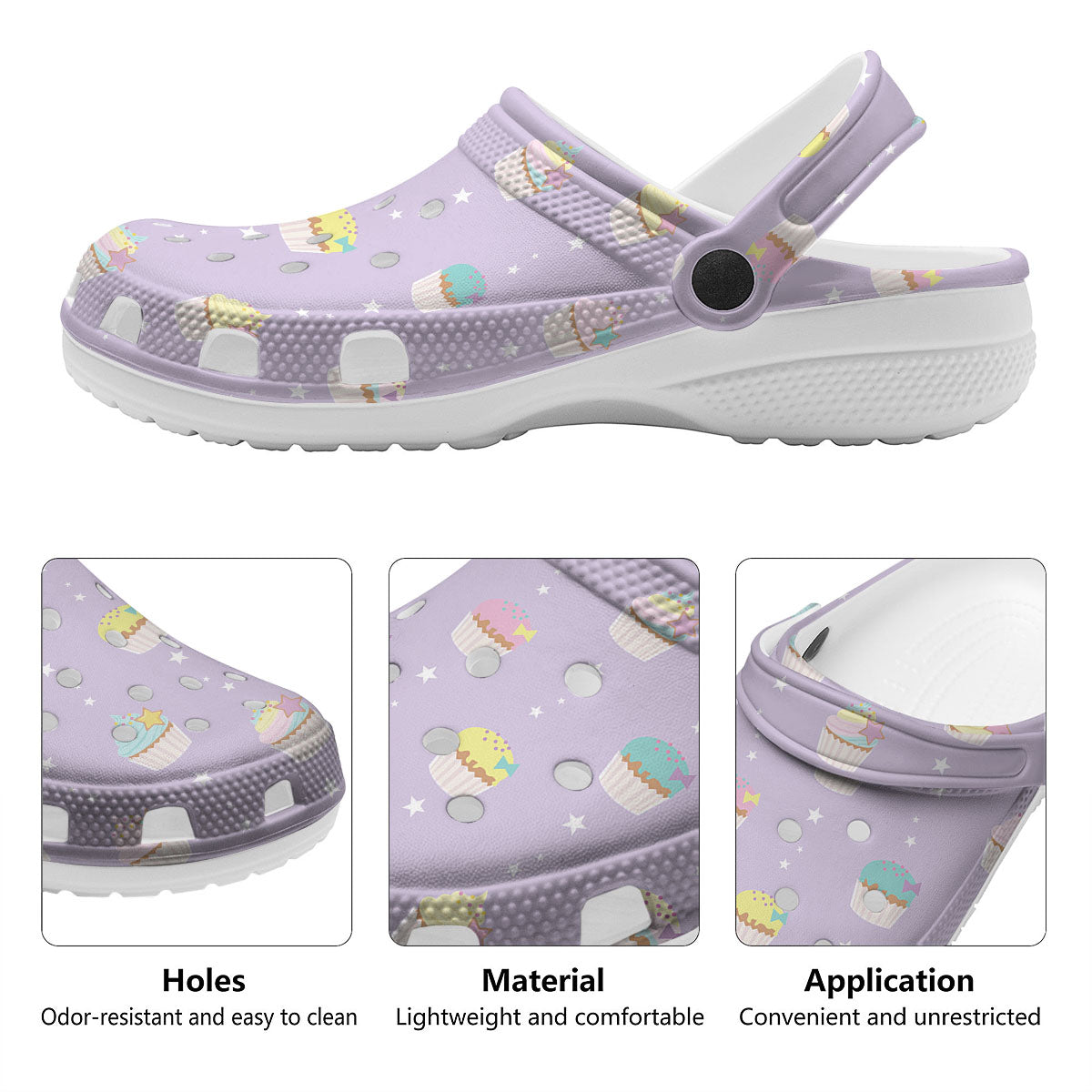 Cupcake Pastel Print Pattern Clog-grizzshop