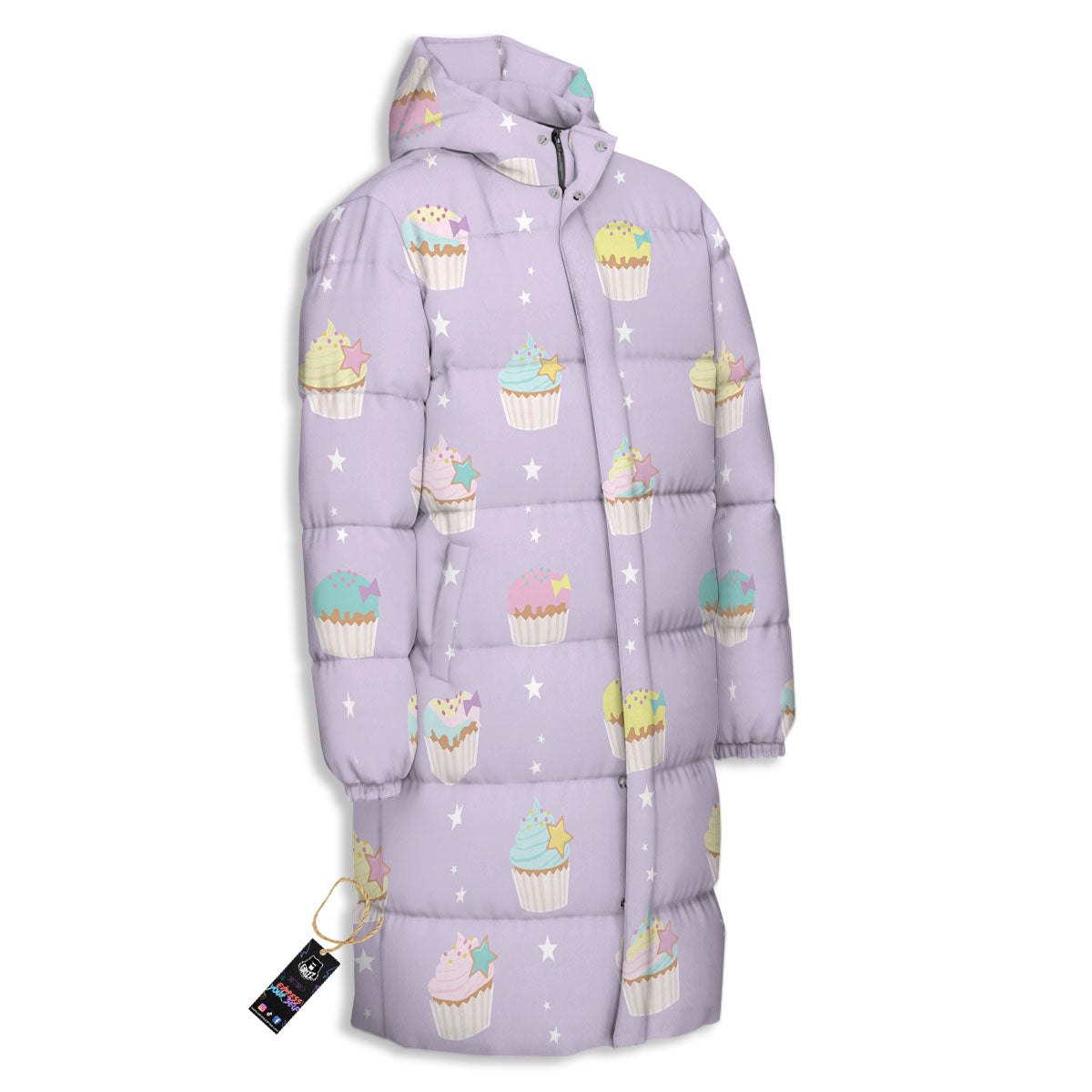 Cupcake Pastel Print Pattern Long Down Jacket-grizzshop