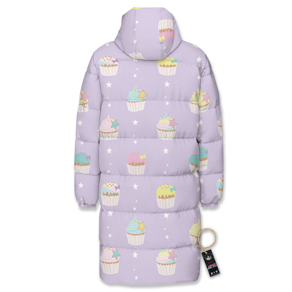 Cupcake Pastel Print Pattern Long Down Jacket-grizzshop