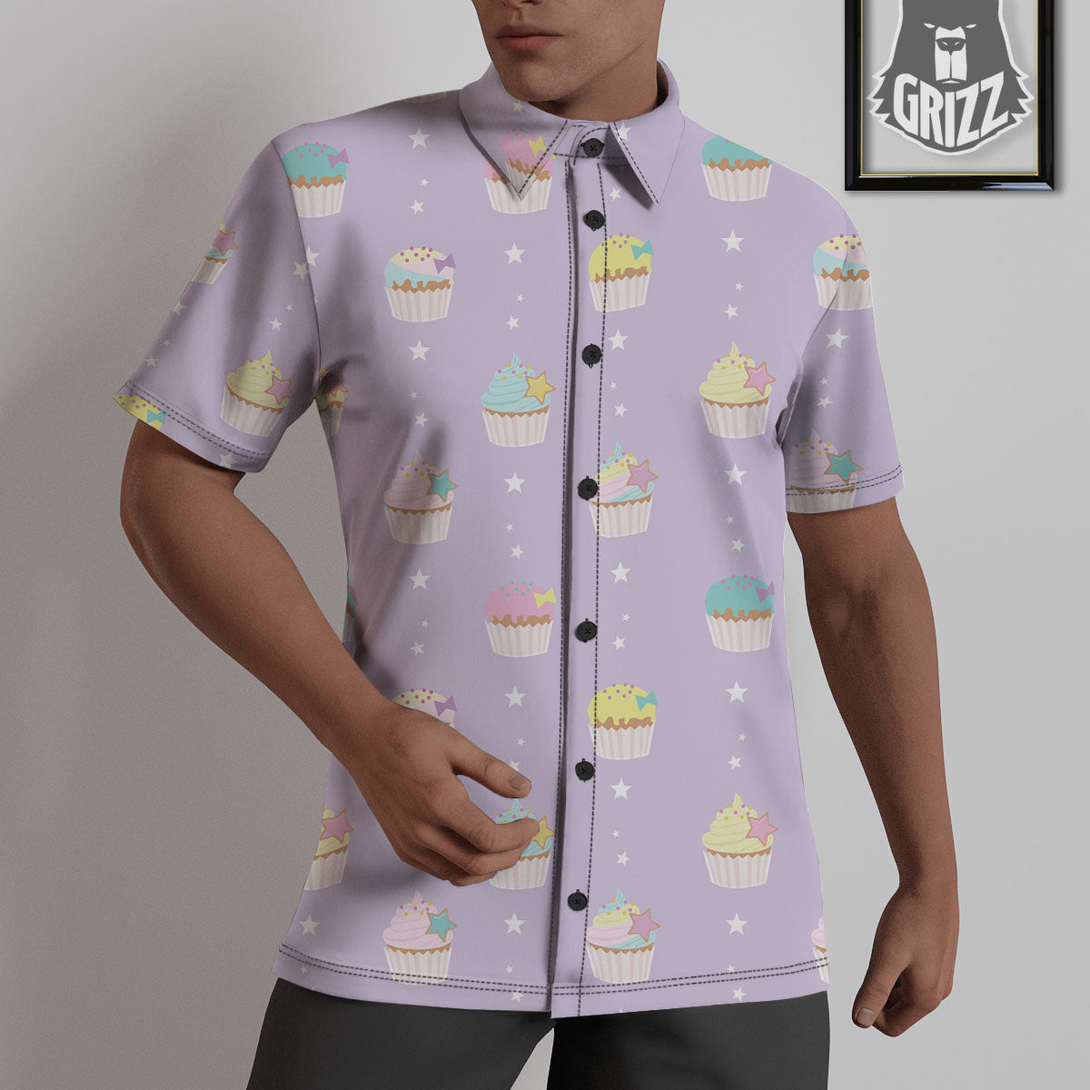 Cupcake Pastel Print Pattern Untucked Shirts-grizzshop