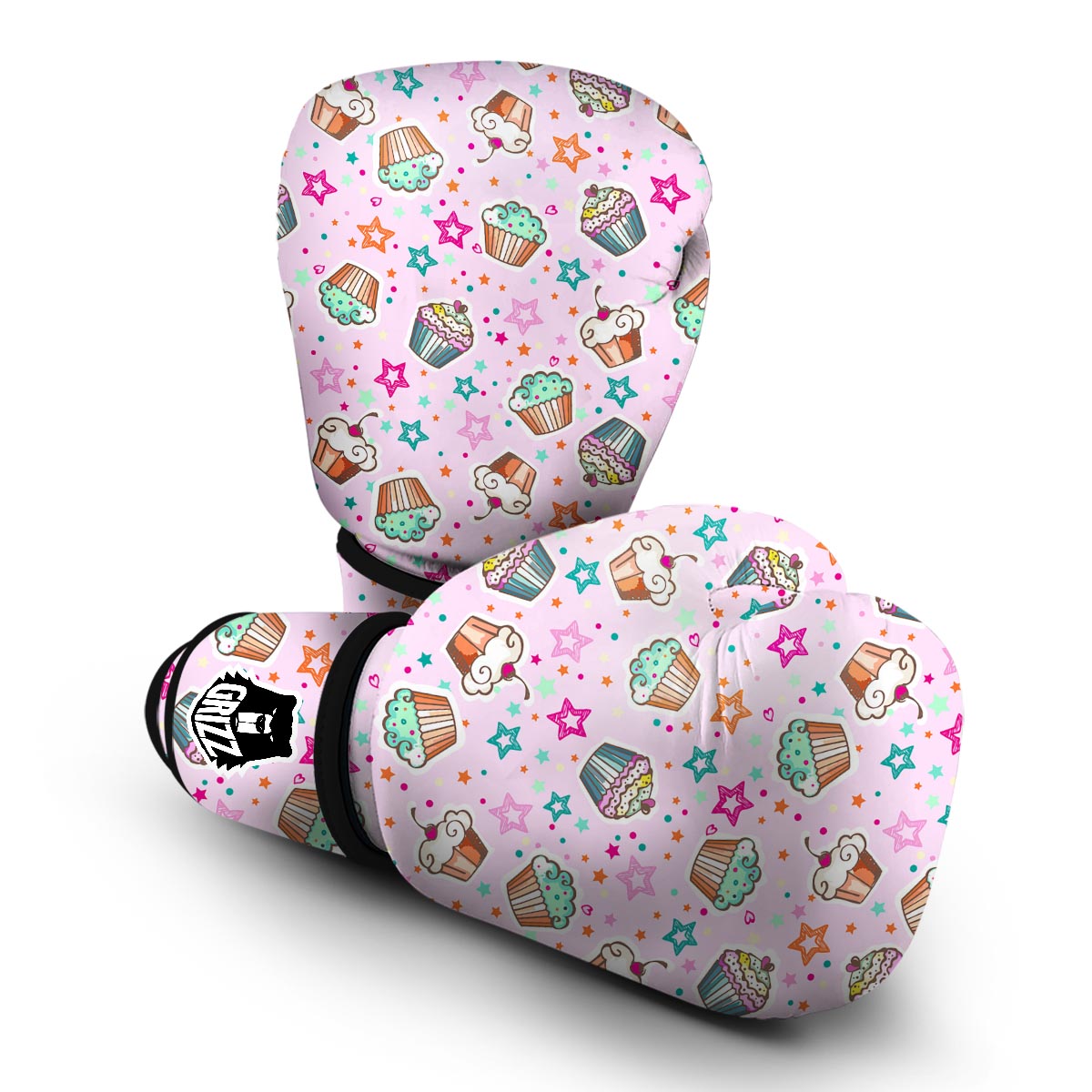 Cupcake Pattern Print Boxing Gloves-grizzshop