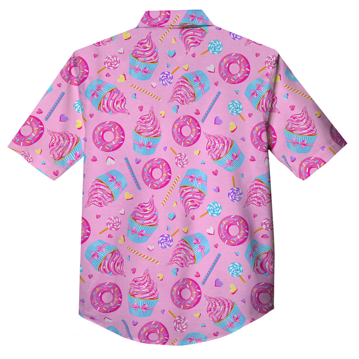 Cupcake Pink Print Pattern Button Up Shirt-grizzshop