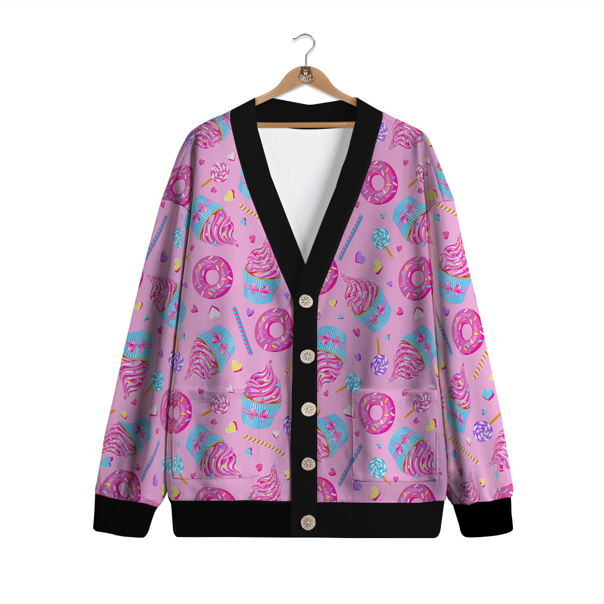 Cupcake Pink Print Pattern Cardigan-grizzshop