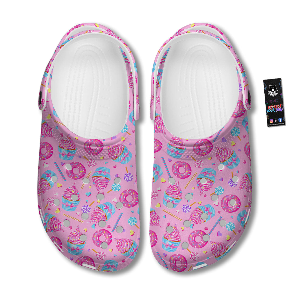 Cupcake Pink Print Pattern Clog-grizzshop