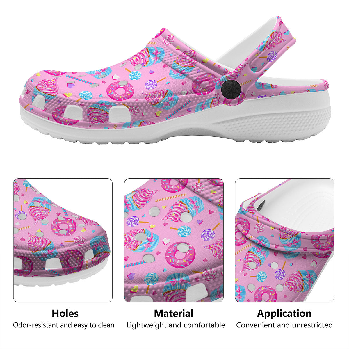 Cupcake Pink Print Pattern Clog-grizzshop