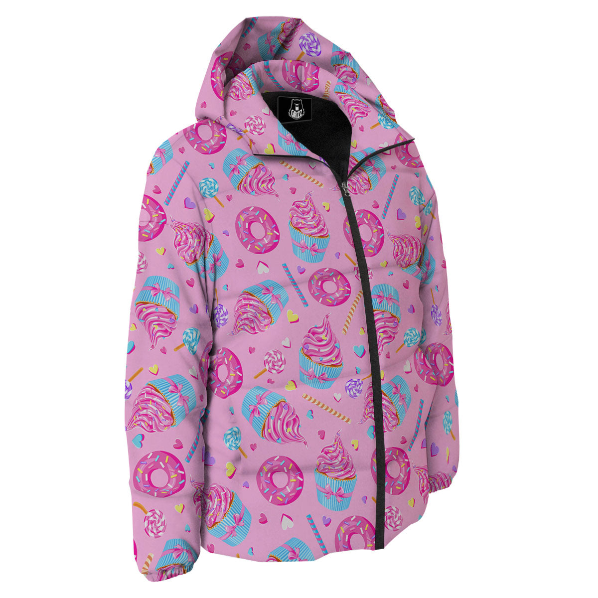 Cupcake Pink Print Pattern Down Jacket-grizzshop
