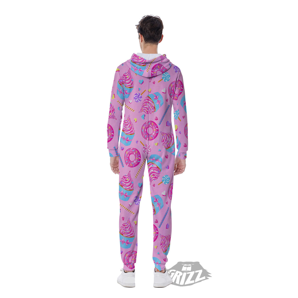 Cupcake Pink Print Pattern Men's Jumpsuit-grizzshop