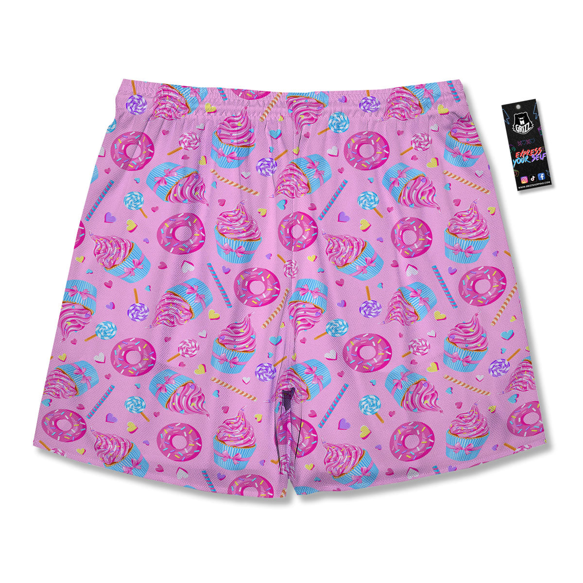 Cupcake Pink Print Pattern Men's Running Shorts-grizzshop