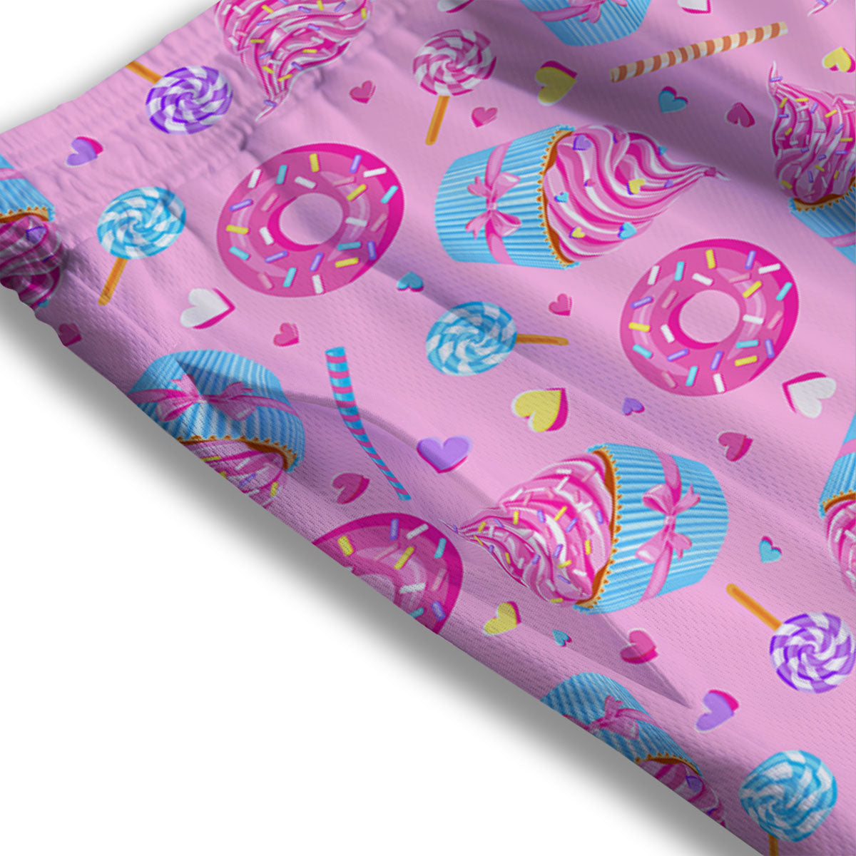 Cupcake Pink Print Pattern Mesh Shorts