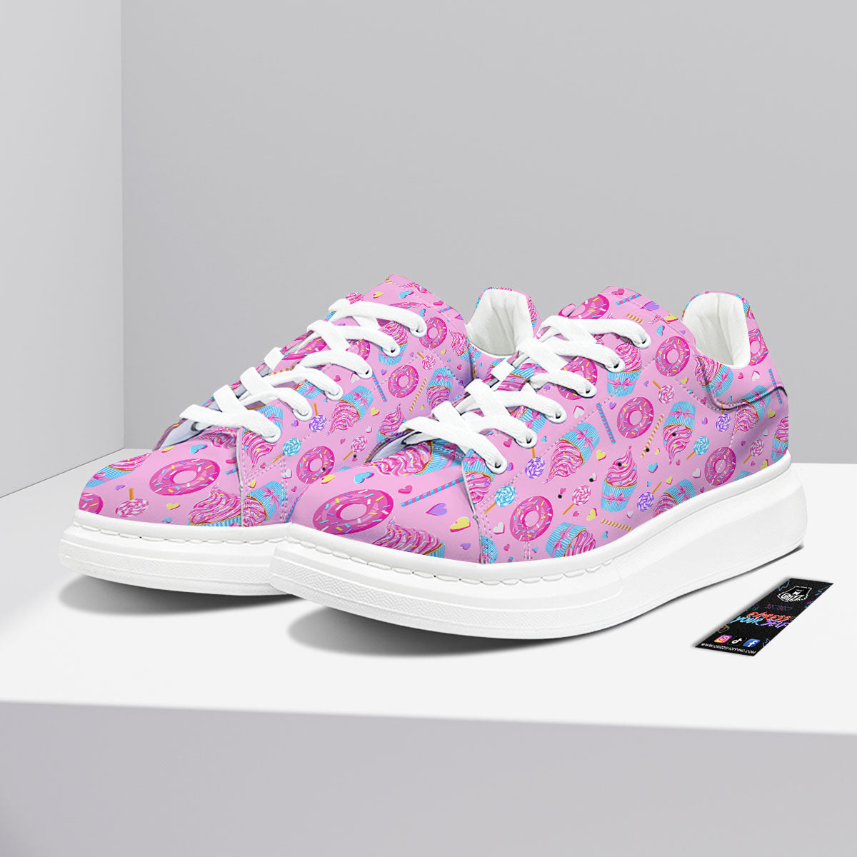 Cupcake Pink Print Pattern Platform Shoes-grizzshop