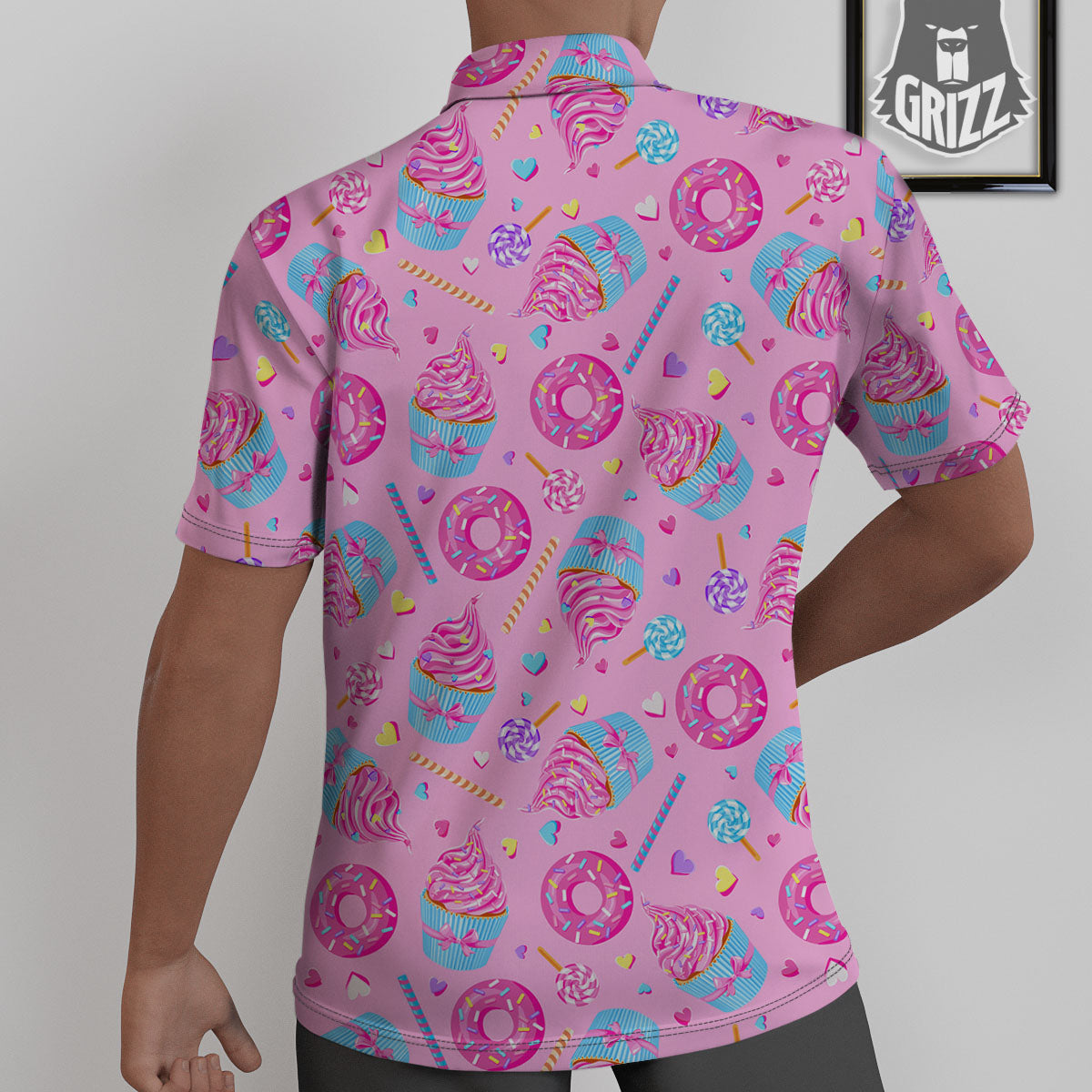 Cupcake Pink Print Pattern Untucked Shirts-grizzshop