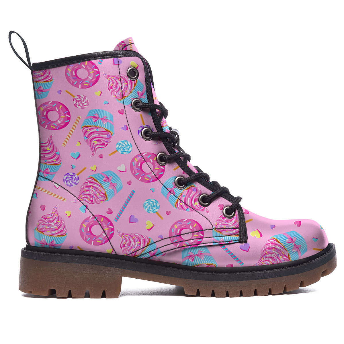 Cupcake Pink Print Pattern Work Boots-grizzshop