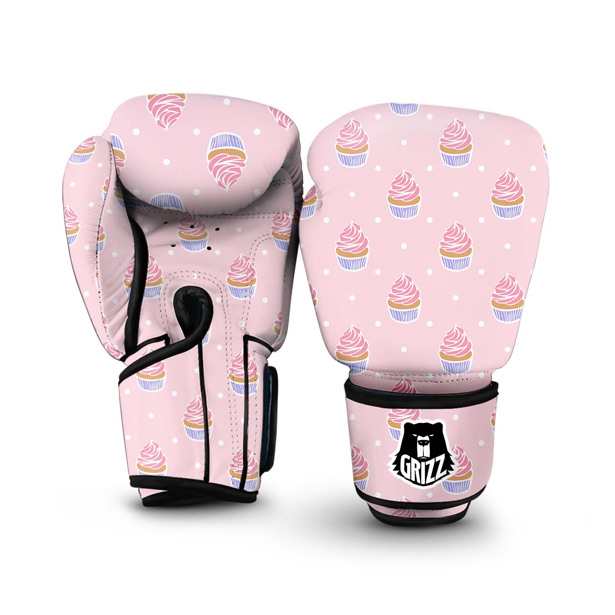 Cupcake Polka Dot Pattern Print Boxing Gloves-grizzshop