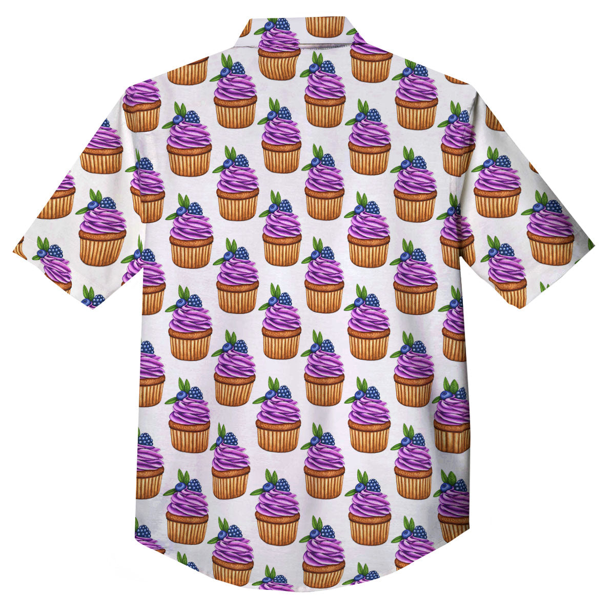Cupcake Purple Print Pattern Button Up Shirt-grizzshop