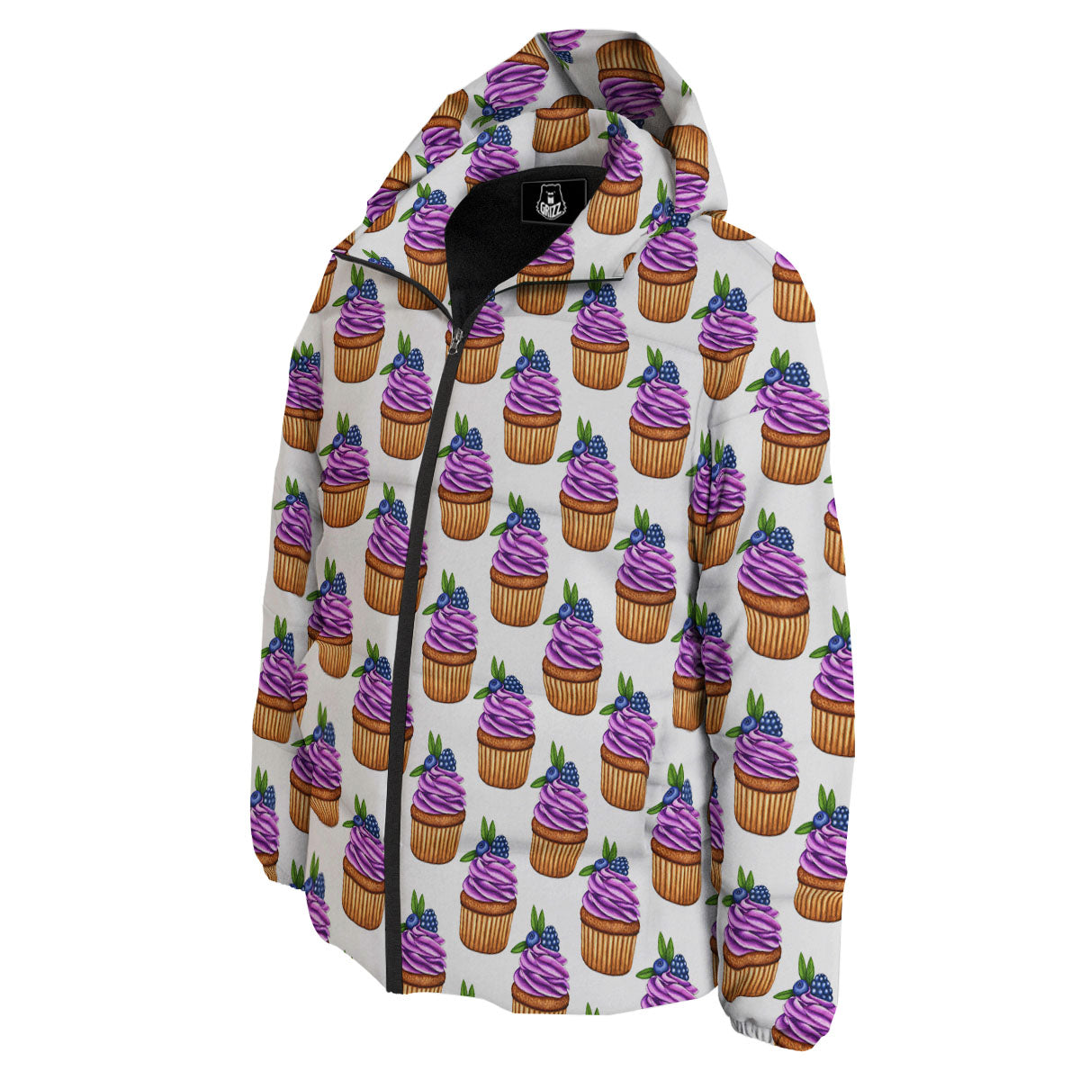 Cupcake Purple Print Pattern Down Jacket-grizzshop